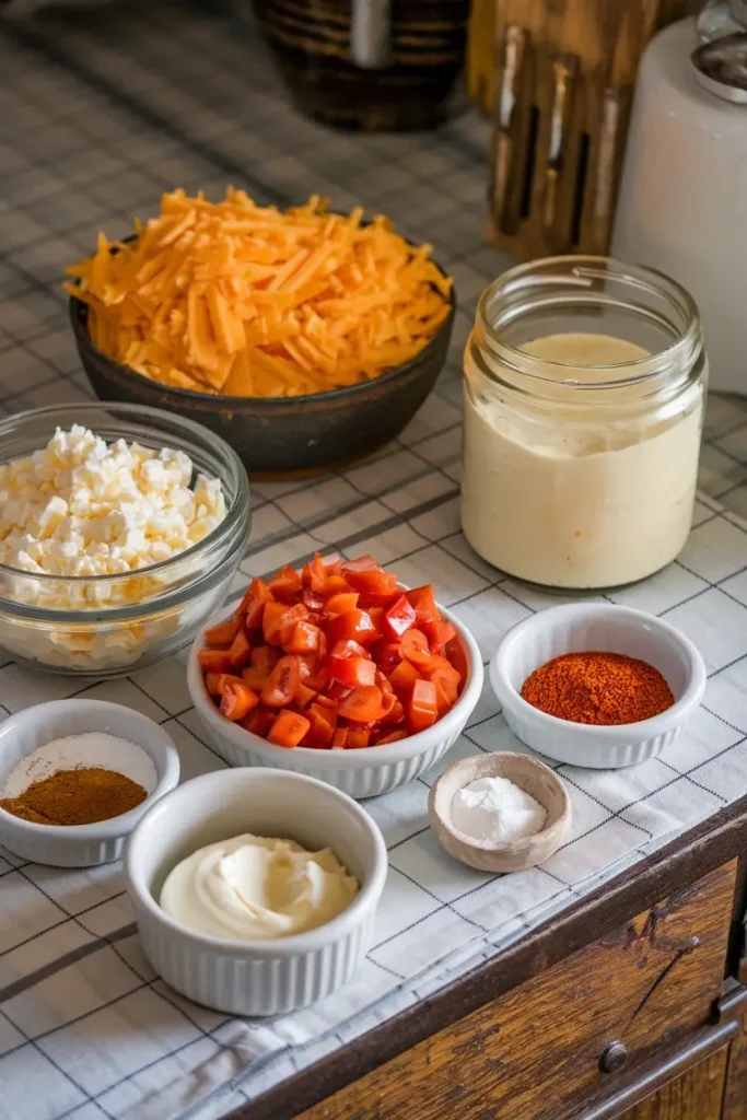 Old-fashioned pimento cheese served on toast with salad and tomatoes.