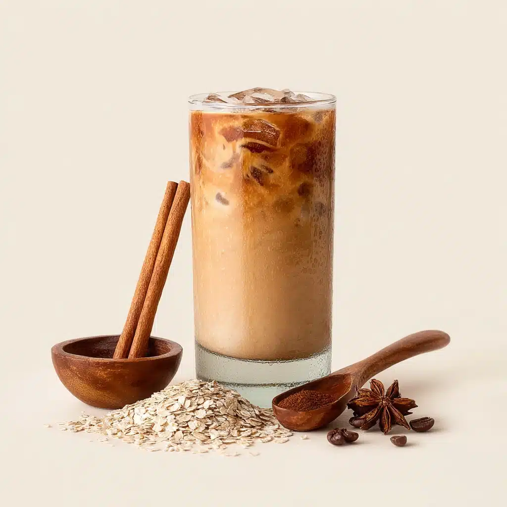finished horchata oatmilk espresso drink with cinnamon