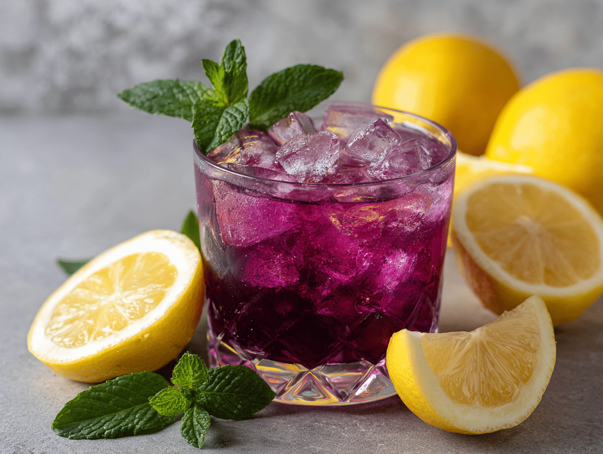 Homemade Mounjaro Recipe vibrant color-changing detox drink