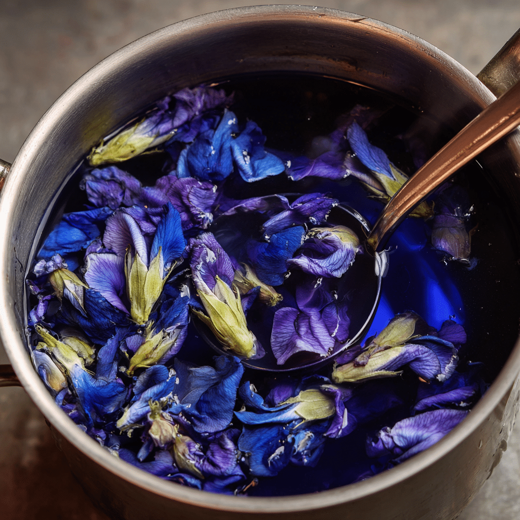 Steeping butterfly pea flowers for Homemade Mounjaro Recipe