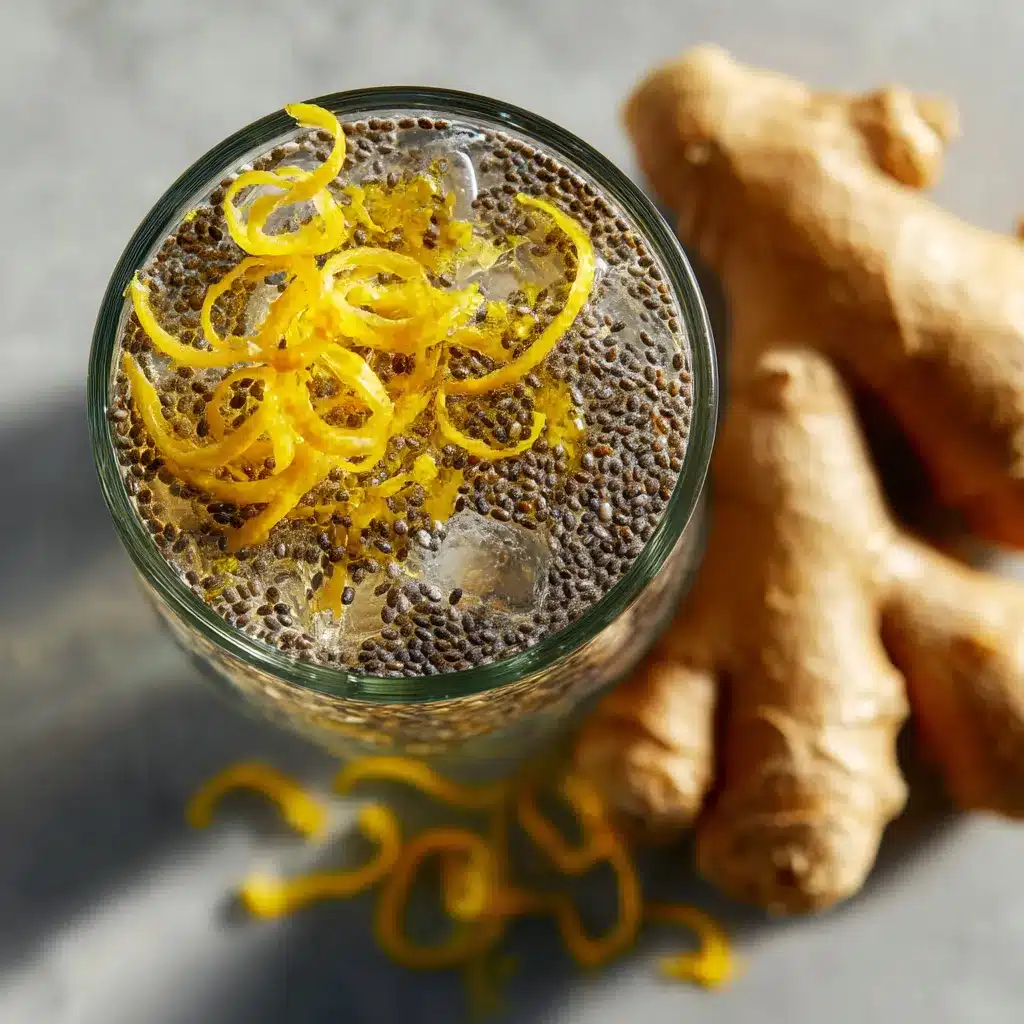 A chilled Zepbound drink with lemon and chia seeds styled for Pinterest.