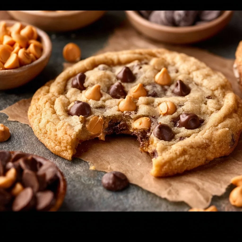 Deliciously baked butterscotch chocolate chip cookies on a plate