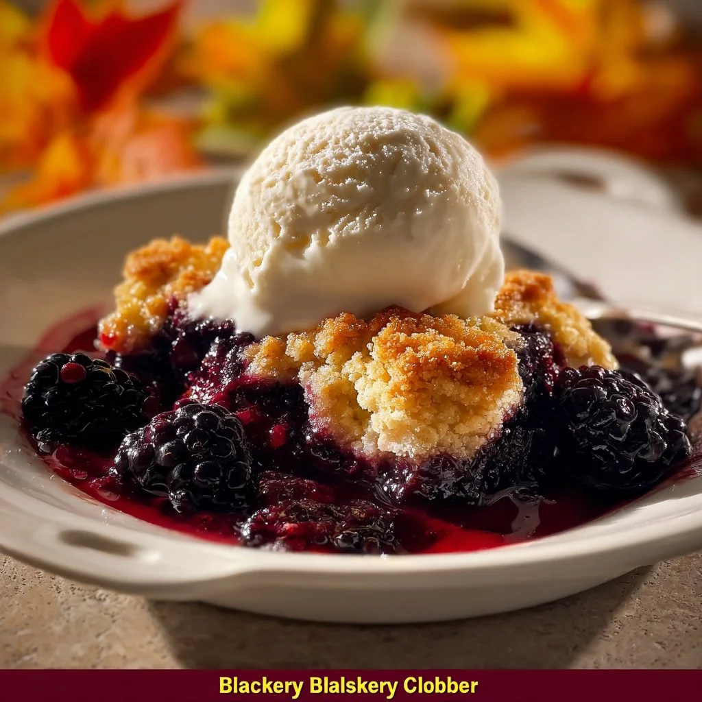 Delicious classic blackberry cobbler dessert with fresh blackberries