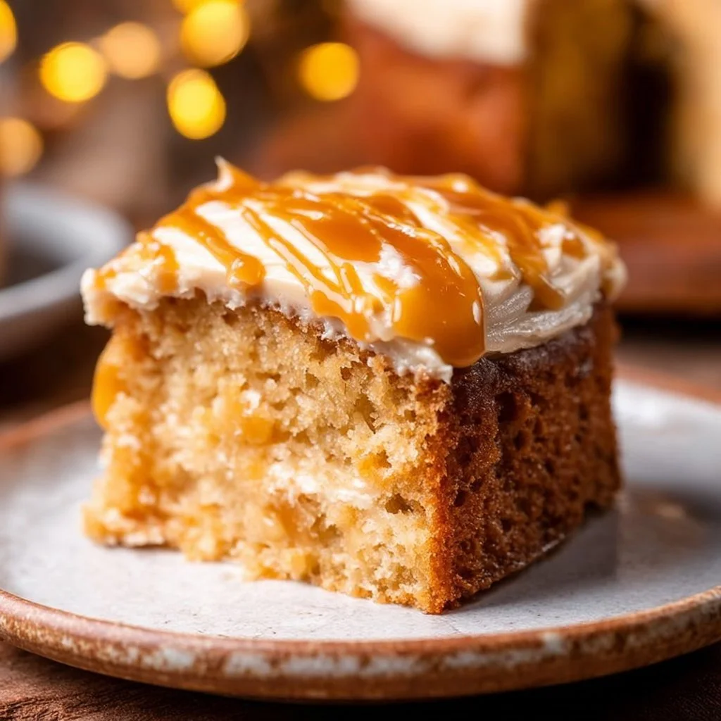 Delicious Harry Potter Butterbeer Cake with creamy frosting and butterscotch drizzle.
