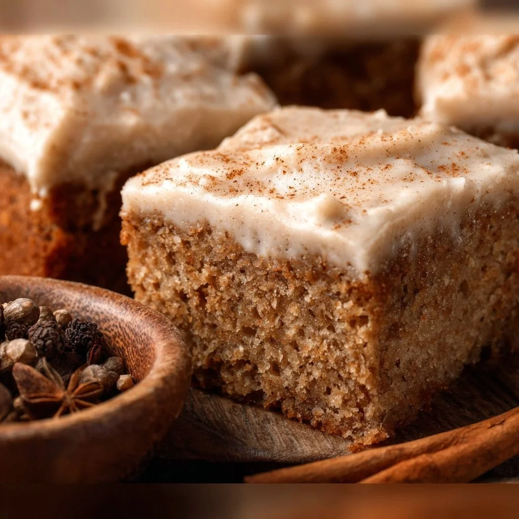 A delicious slice of tea cake on a rustic table, perfect for afternoon tea.