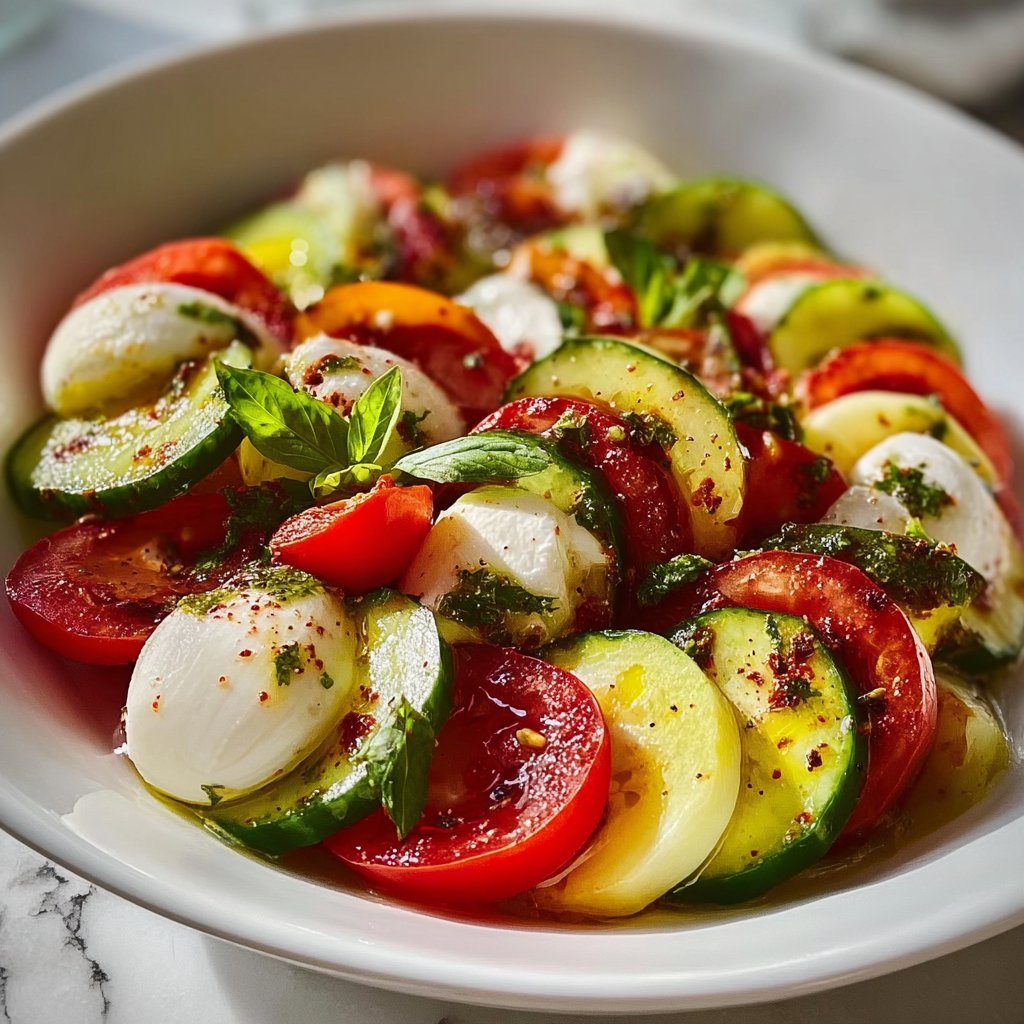 Tomato Cucumber Mozzarella Salad 4 Tomato Cucumber Mozzarella Salad