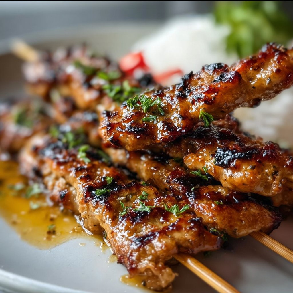 Grilled Thai Coconut Chicken Skewers 4 Grilled Thai Coconut Chicken Skewers