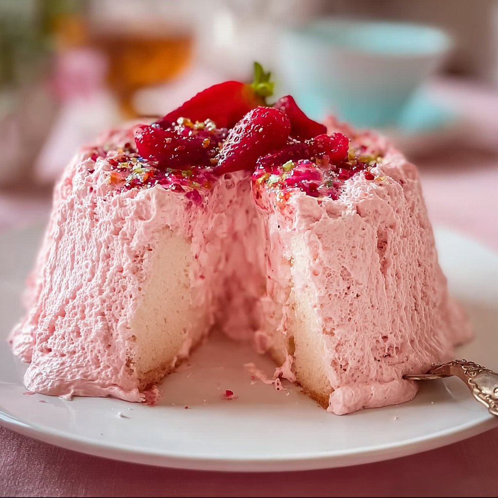Beautiful Pink Angel Food Cake 4 Beautiful Pink Angel Food Cake