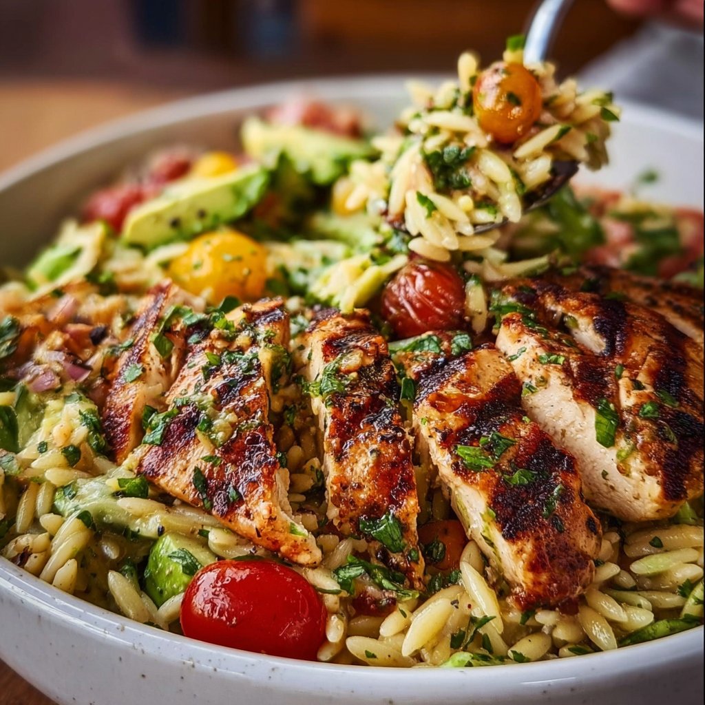 Grilled Lemon Herb Chicken Avocado Orzo Salad 4 Grilled Lemon Herb Chicken Avocado Orzo Salad