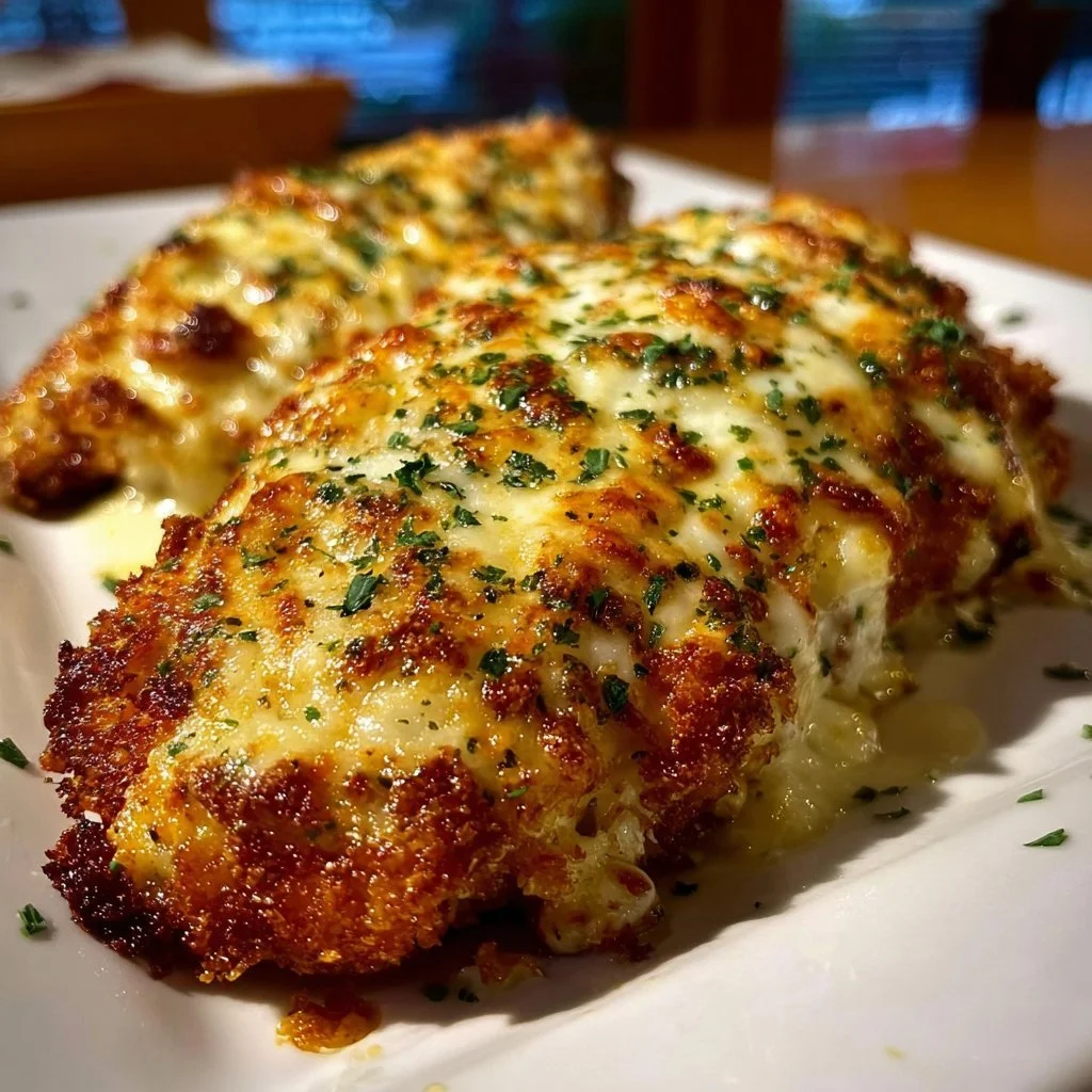 LongHorn Steakhouse's delicious Parmesan Chicken served with a savory side.