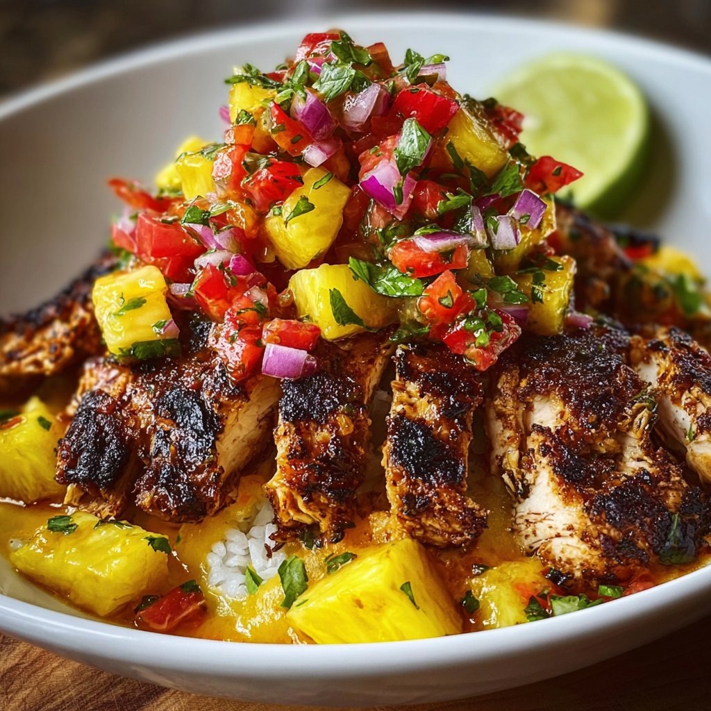 Jerk Chicken Bowl With Pineapple Salsa 4 Jerk Chicken Bowl with Pineapple Salsa
