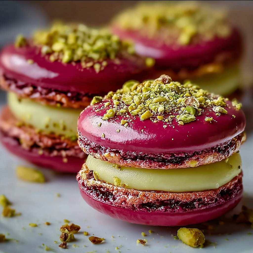 Luxurious Raspberry Pistachio Macarons 4 Luxurious Raspberry Pistachio Macarons