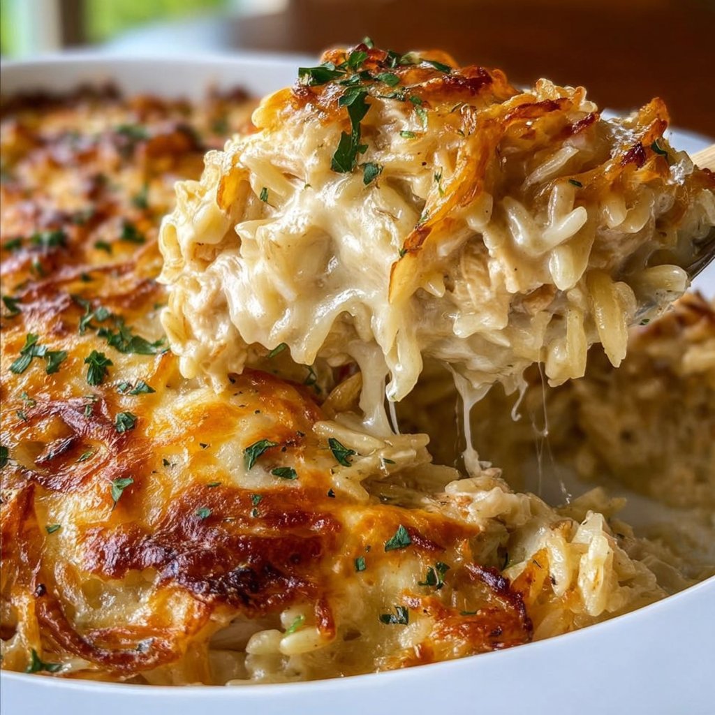 French Onion Chicken Orzo Casserole 4 French Onion Chicken Orzo Casserole