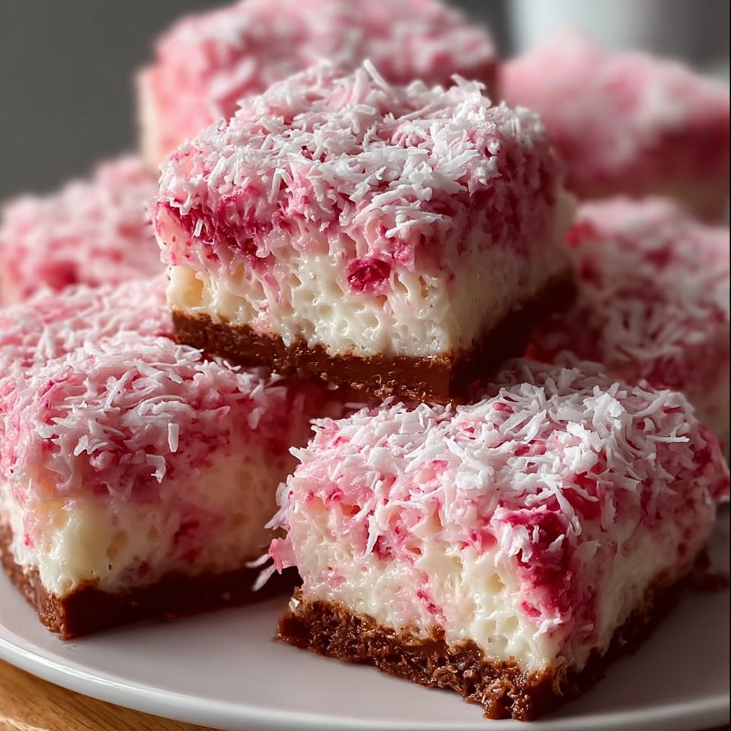 Pink Coconut Snowball Cake Bars 4 Pink Coconut Snowball Cake Bars