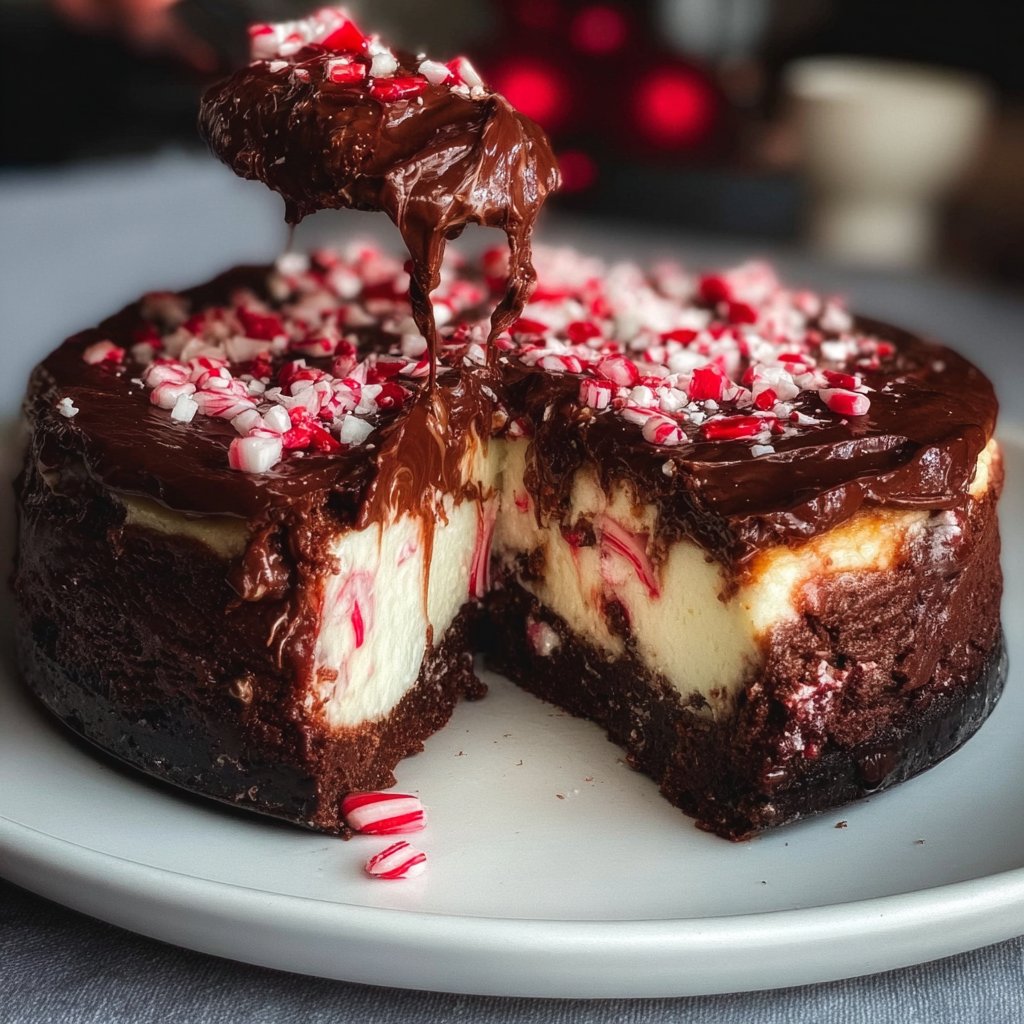 Chocolate Candy Cane Cheesecake Cake 4 Chocolate Candy Cane Cheesecake Cake