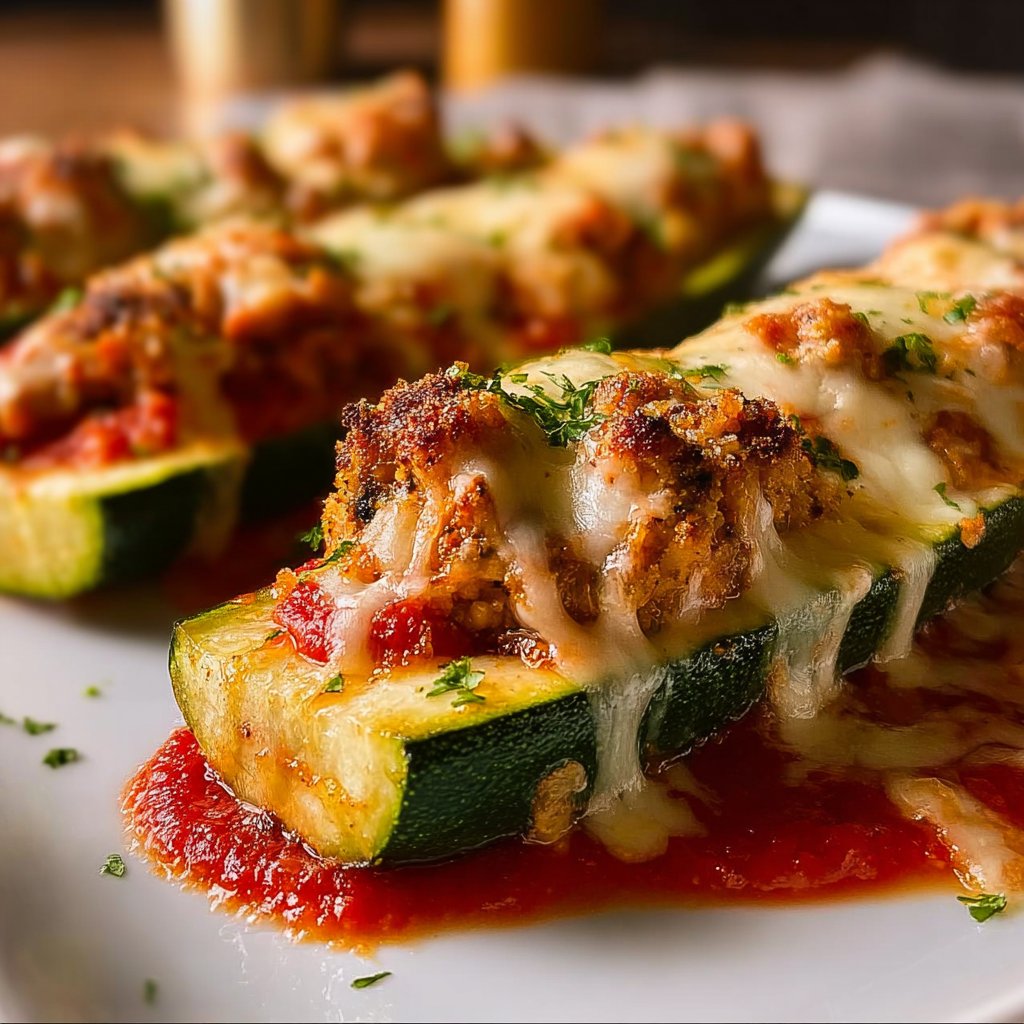 Crispy Chicken Parmesan Stuffed Zucchini Boats 4 Crispy Chicken Parmesan Stuffed Zucchini Boats