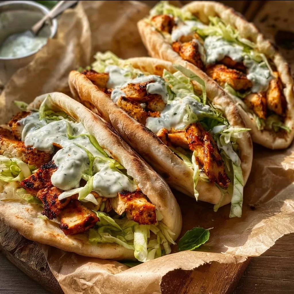 Delicious Sheet Pan Chicken Pitas with Herby Ranch and fresh vegetables