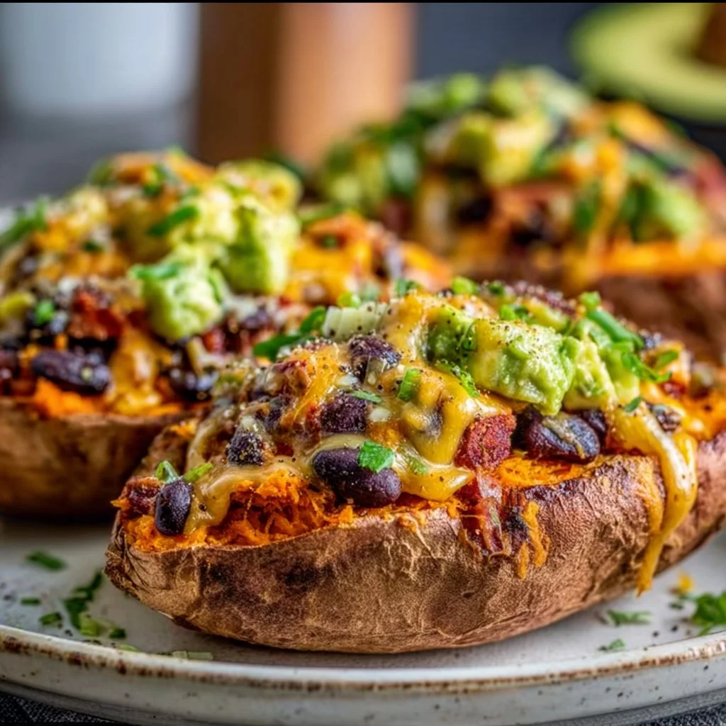Black Bean And Avocado Stuffed Sweet Potatoes 4 Black Bean and Avocado Stuffed Sweet Potatoes