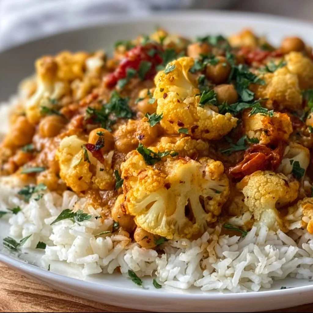 Cauliflower Chickpea Curry with Basmati Rice