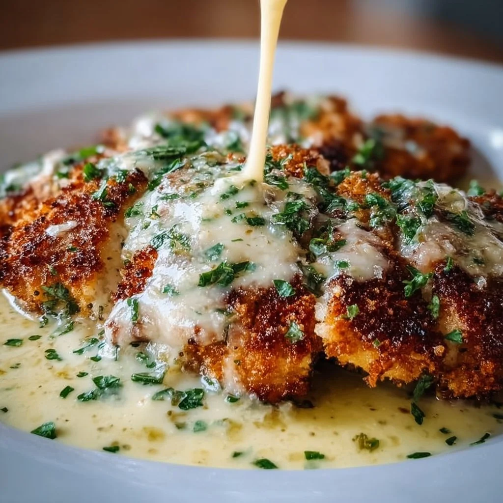 Crispy Parmesan Chicken With Garlic Cream Sauce 4 Crispy Parmesan Chicken with Garlic Cream Sauce