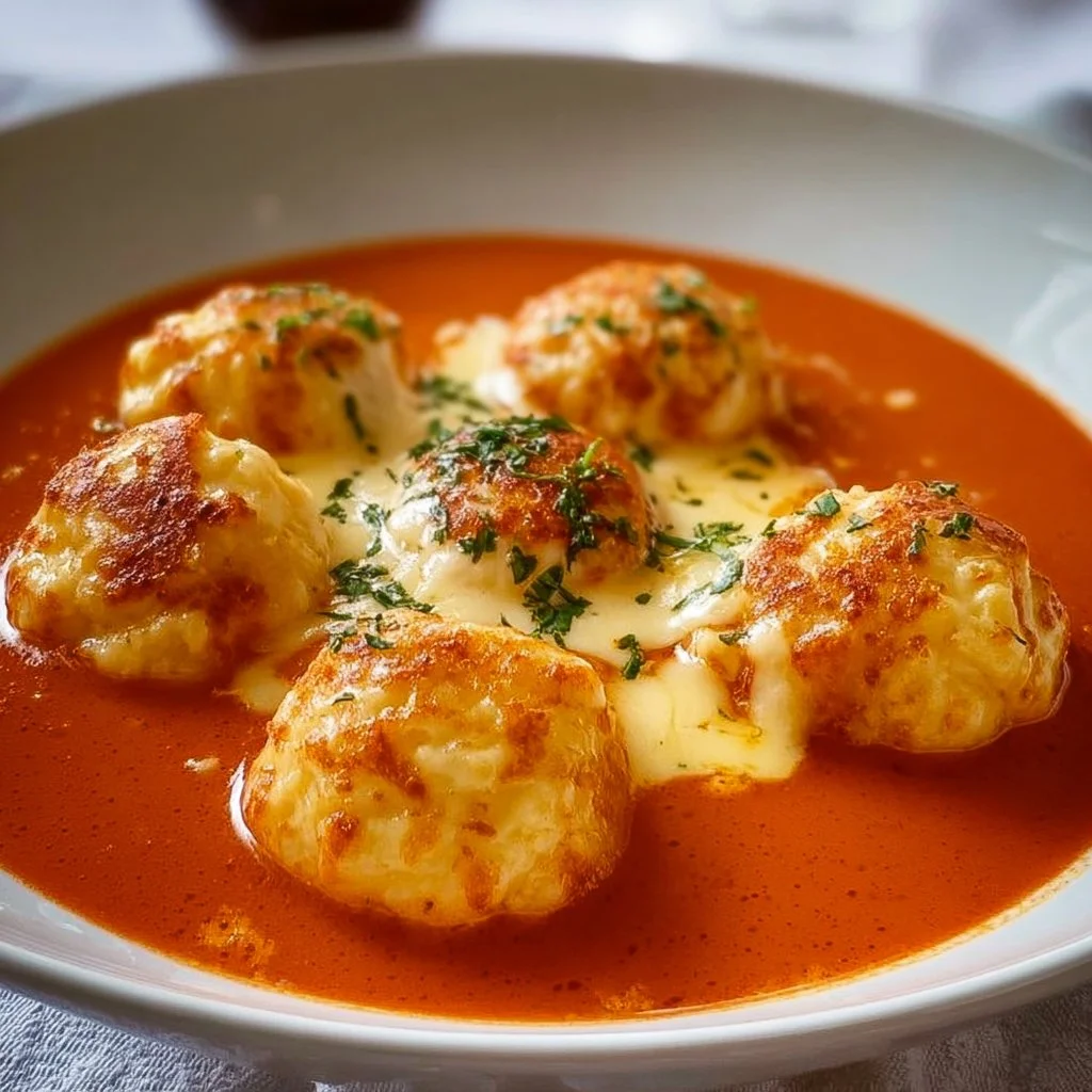 Delicious Tomato Soup With Cheese Dumplings 4 Delicious Tomato Soup With Cheese Dumplings