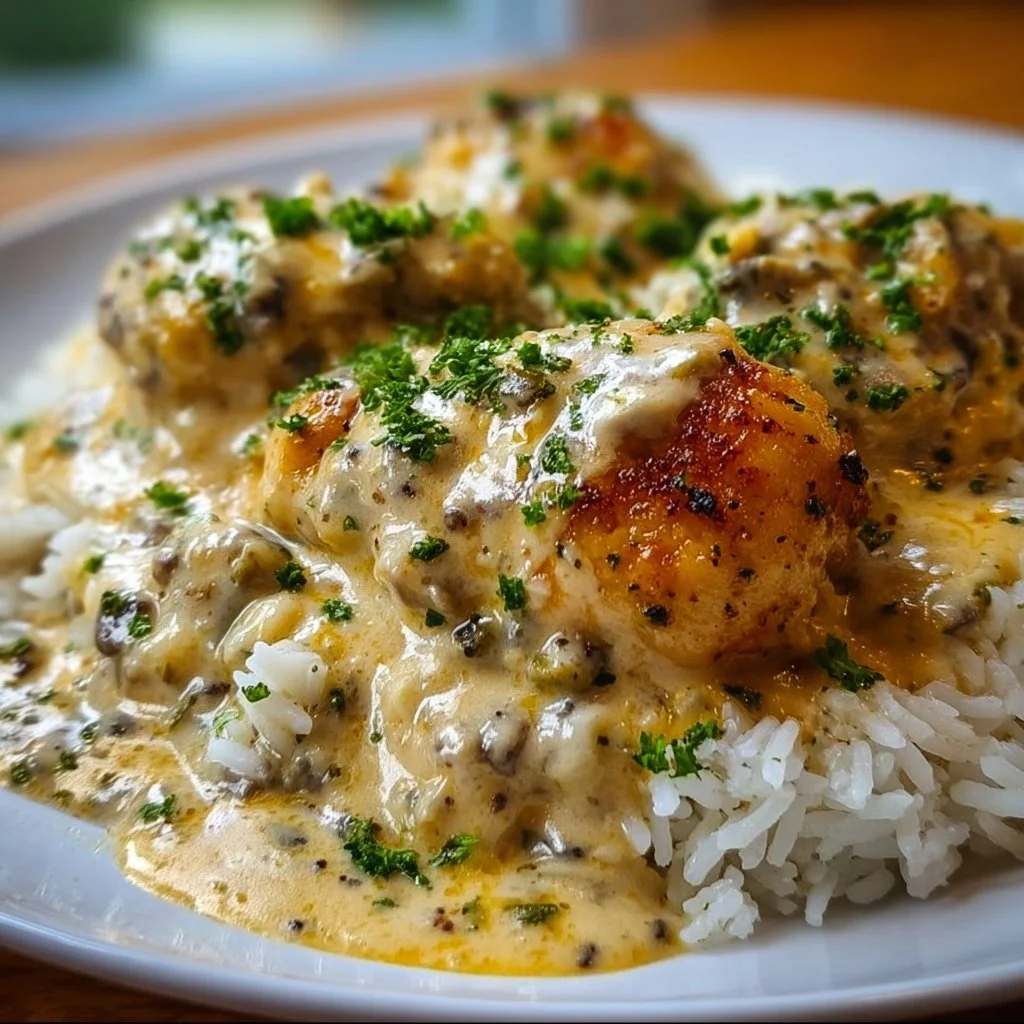 Easy Creamy Smothered Chicken And Rice 4 Easy Creamy Smothered Chicken and Rice