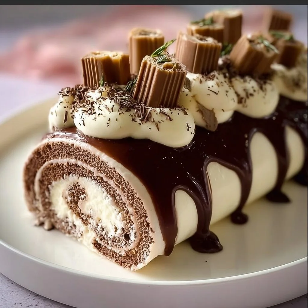 Elegant Chocolate And Cream Wafer Roll Cake 4 Elegant Chocolate and Cream Wafer Roll Cake