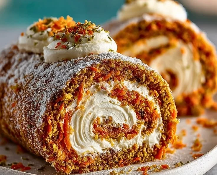 Carrot Cake Roll With Cream Cheese Frosting Filling 4 Carrot Cake Roll with Cream Cheese Frosting Filling