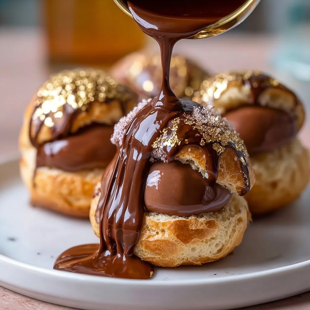 Gold-Dusted Chocolate Profiteroles 4 Gold-Dusted Chocolate Profiteroles